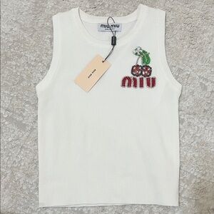 White Tank Sequin Cherry Top